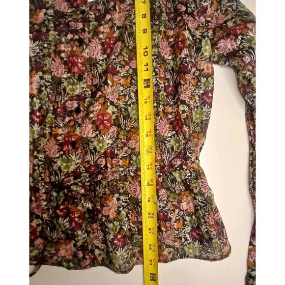 Free People Blouse Sz L Floral Multicolor Long Sleeve Peplum NWT - Picture 12 of 16